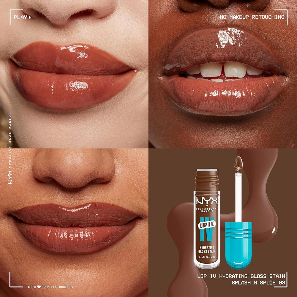 Lip gloss NYX Professional Makeup Lip IV Hydrating Gloss Stain Splash N` Spice