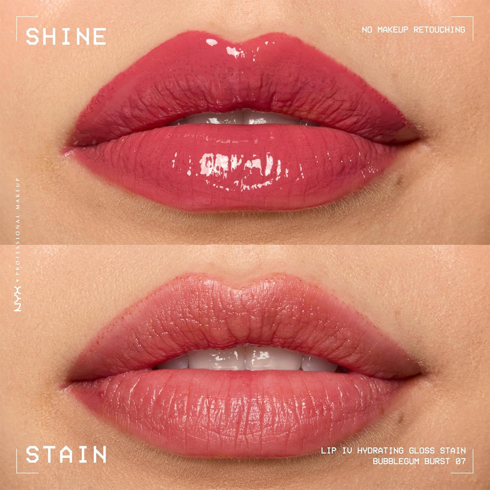 Lip gloss hidratant NYX Professional Makeup Lip IV Hydrating Gloss Stain Bubblegum Burst