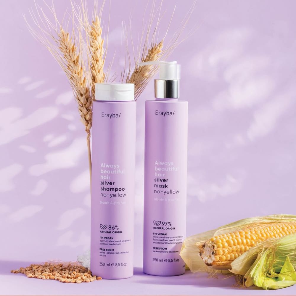 Șampon neutralizant pentru tonurile galbene din păr Erayba ABH Silver Shampoo No-Yellow 1000ml