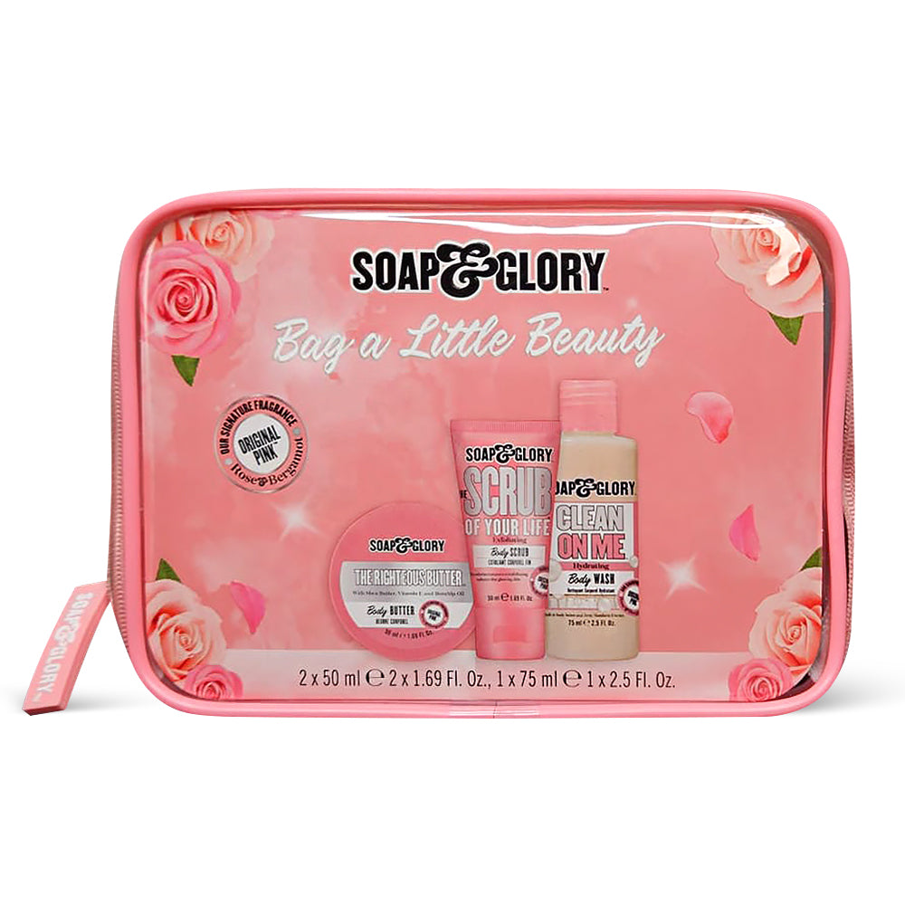 Set cadou mini Soap & Glory Bag A Little Beauty 3 Piece Mini Gift Set