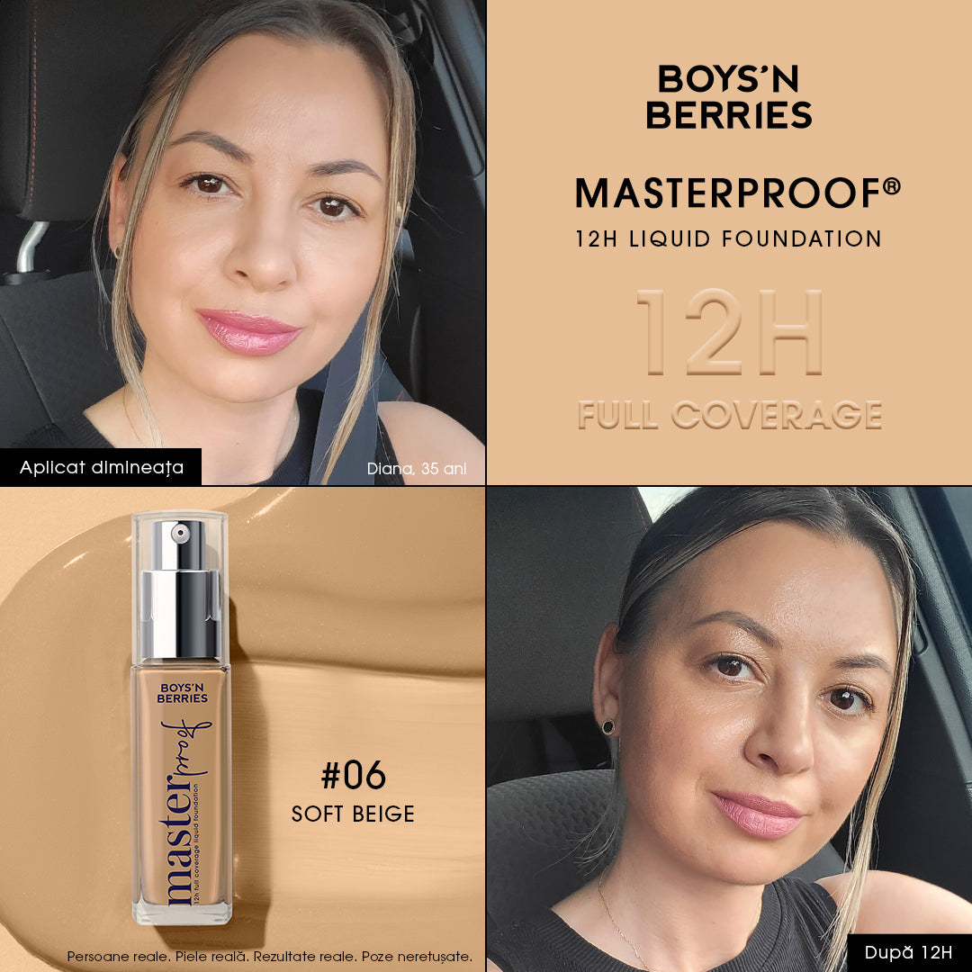 Fond de ten Boys`n Berries MASTERPROOF 12h Liquid Foundation Soft Beige
