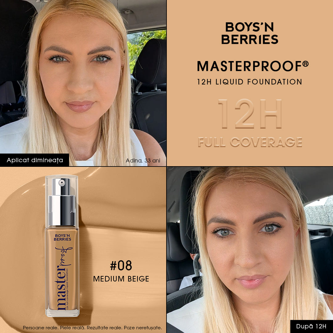 Fond de ten Boys`n Berries MASTERPROOF 12h Liquid Foundation Medium Beige