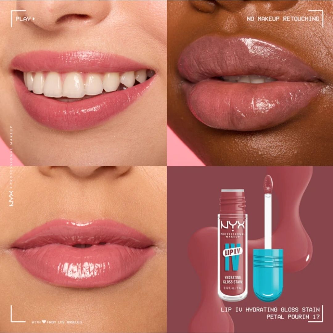 Lip gloss hidratant NYX Professional Makeup Lip IV Hydrating Gloss Stain Petal Pourin`