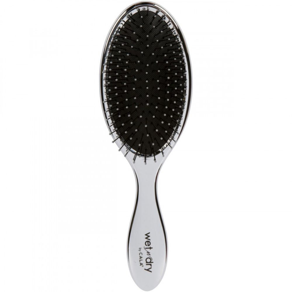 Perie pentru Descalcirea Parului CALA Wet-N-Dry Hair Detangler - Metallic Silver