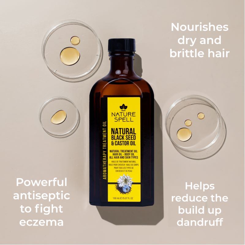 Ulei de Semințe Negre & Ricin pentru creșterea părului Nature Spell Oil for Hair and Skin