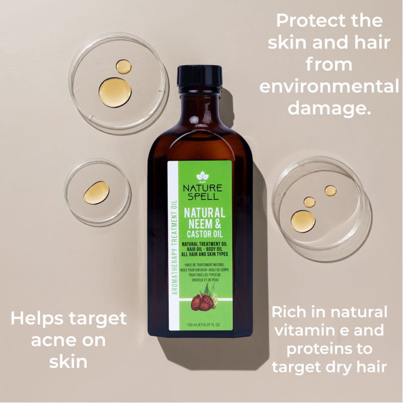 Ulei de Neem & Ricin pentru creșterea părului Nature Spell Neem & Castor Oil for Hair and Skin